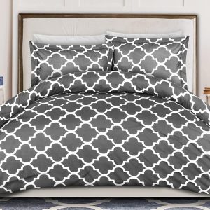 ComfyWell King Duvet Set - Printed Duvet Cover Sets Bedding Quilt Cover King Size Bed with 2 Pillowcases Zipper Closure-Ultra Soft Cosy Brushed Microfiber.(King(230x220cm)
