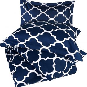 ComfyWell Super King Duvet Set - Printed Duvet Cover Sets Bedding Quilt Cover Super King Size Bed with 2 Pillowcases Zipper Closure-Ultra Soft Brushed Microfiber.(Super King(220x260cm